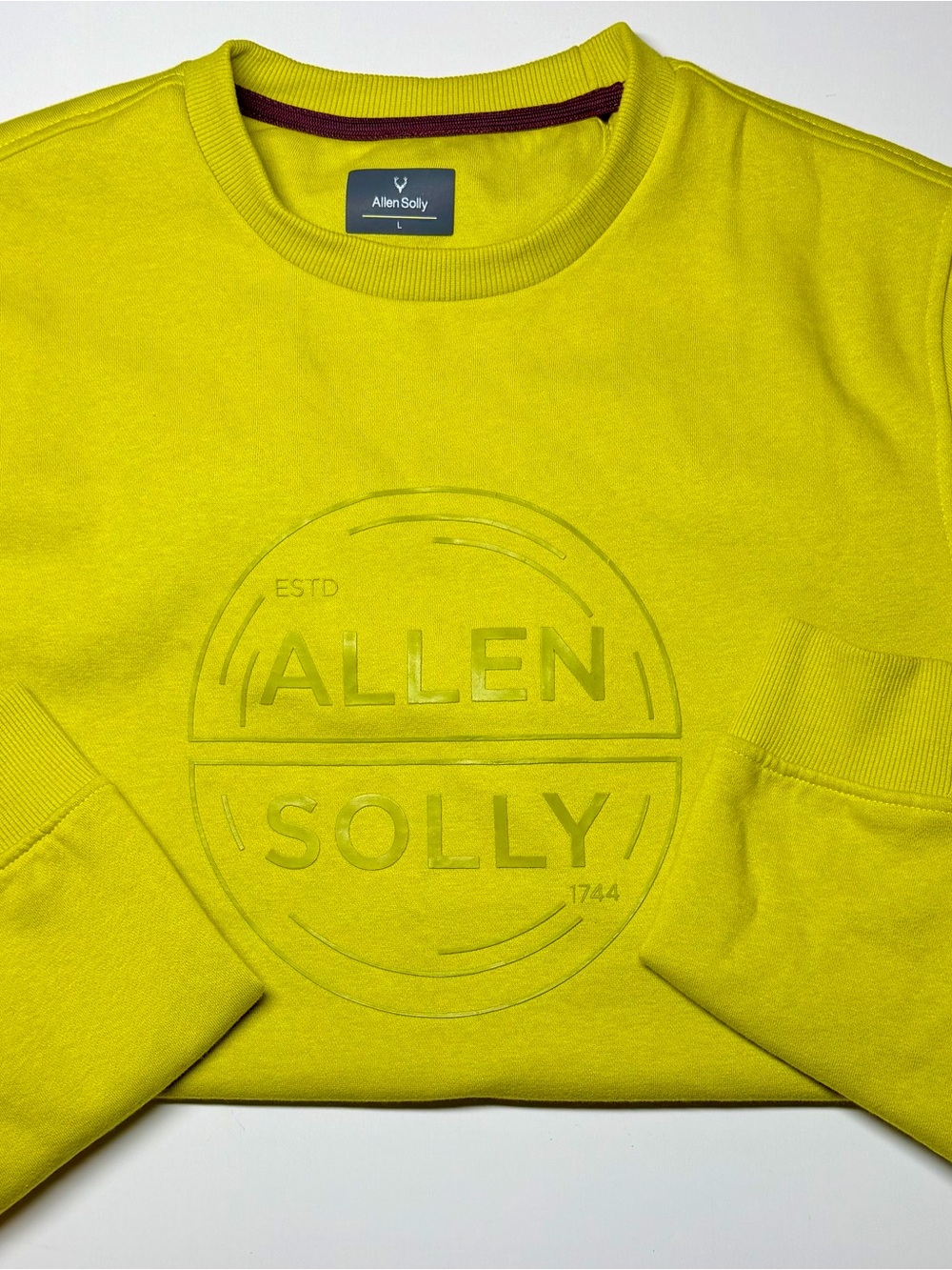 Allen Solly Yellow Sweatshirt Men’s Large Crew Neck Cotton‎ Logo VGC